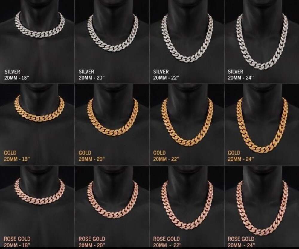 Iced Out 20mm Cuban Link Chain Necklace with Moissanite/CZ Inlay